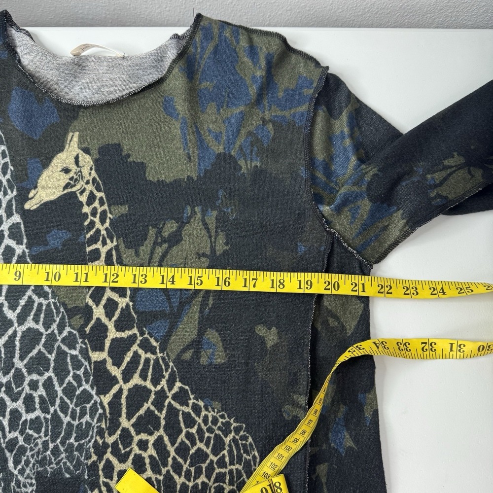 Jess & Jane Top Shirt Womens Large Blue Giraffe Graphic Boxy Knit Soft Art Kenya - Picture 5 of 7